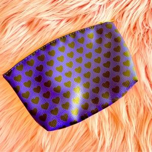 Ipsy Blue With Hearts Purse Like New Cosmetics Purse Make Up Bag Gently Used